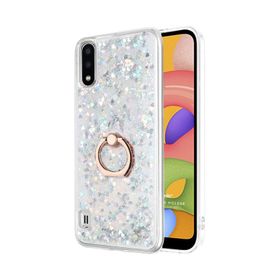 Microsonic Samsung Galaxy A01 Glitter Liquid Holder Pembe Kılıf