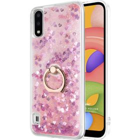 Microsonic Samsung Galaxy A01 Glitter Liquid Holder Pembe Kılıf