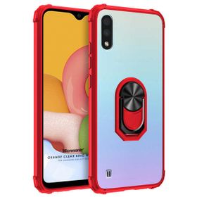 Microsonic Samsung Galaxy A01 Grande Clear Ring Holder Kırmızı Kenarlı Kılıf