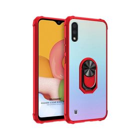 Microsonic Samsung Galaxy A01 Grande Clear Ring Holder Kırmızı Kenarlı Kılıf