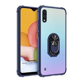 Microsonic Samsung Galaxy A01 Grande Clear Ring Holder Lacivert Kılıf