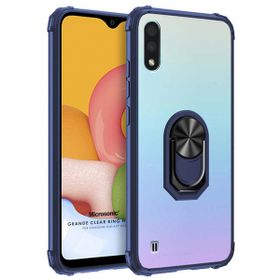 Microsonic Samsung Galaxy A01 Grande Clear Ring Holder Lacivert Kılıf