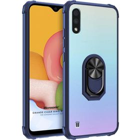 Microsonic Samsung Galaxy A01 Grande Clear Ring Holder Lacivert Kılıf