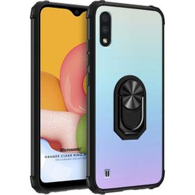Microsonic Samsung Galaxy A01 Grande Clear Ring Holder Siyah Kılıf