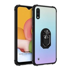 Microsonic Samsung Galaxy A01 Grande Clear Ring Holder Siyah Kılıf