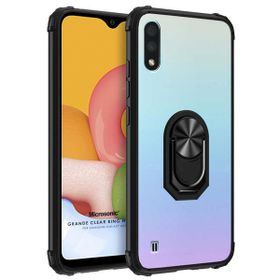 Microsonic Samsung Galaxy A01 Grande Clear Ring Holder Siyah Kılıf