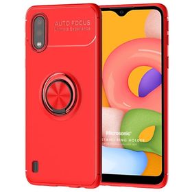 Microsonic Samsung Galaxy A01 Kickstand Ring Holder Kırmızı Kılıf