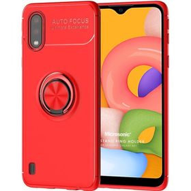 Microsonic Samsung Galaxy A01 Kickstand Ring Holder Kırmızı Kılıf