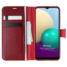 Microsonic Samsung Galaxy A02 Delux Leather Wallet Gold Kılıf