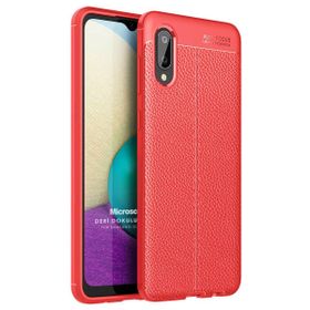 Microsonic Samsung Galaxy A02 Deri Dokulu Silikon Kırmızı Kılıf