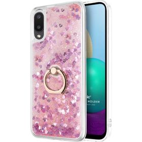 Microsonic Samsung Galaxy A02 Glitter Liquid Holder Pembe Cep Telefonu Kılıf