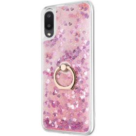 Microsonic Samsung Galaxy A02 Glitter Liquid Holder Pembe Cep Telefonu Kılıf