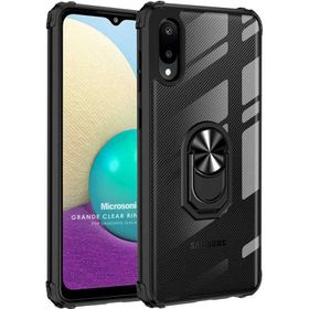 Microsonic Samsung Galaxy A02 Grande Clear Ring Holder Kırmızı Kılıf