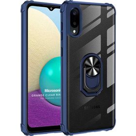 Microsonic Samsung Galaxy A02 Grande Clear Ring Holder Lacivert Kılıf