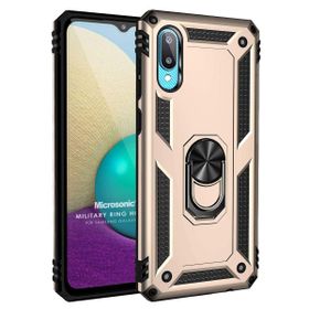 Microsonic Samsung Galaxy A02 Military Ring Holder Gold Cep Telefonu Kılıf