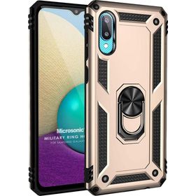 Microsonic Samsung Galaxy A02 Military Ring Holder Gold Cep Telefonu Kılıf