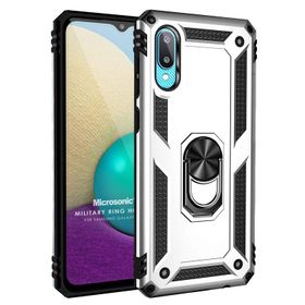 Microsonic Samsung Galaxy A02 Military Ring Holder Lacivert Kılıf