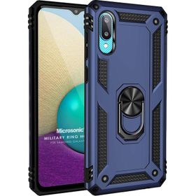 Microsonic Samsung Galaxy A02 Military Ring Holder Lacivert Kılıf