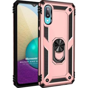 Microsonic Samsung Galaxy A02 Military Ring Holder Rose Gold Cep Telefonu Kılıf