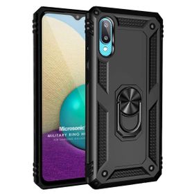 Microsonic Samsung Galaxy A02 Military Ring Holder Siyah Kılıf