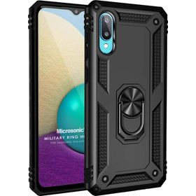Microsonic Samsung Galaxy A02 Military Ring Holder Siyah Kılıf