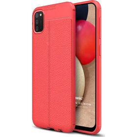 Microsonic Samsung Galaxy A02S Deri Dokulu Silikon Kırmızı Kılıf