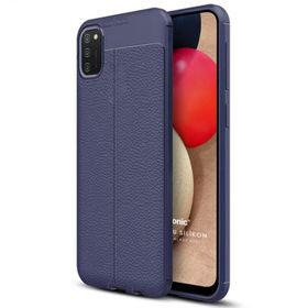 Microsonic Samsung Galaxy A02S Deri Dokulu Silikon Lacivert Kılıf