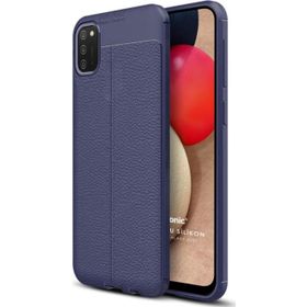 Microsonic Samsung Galaxy A02S Deri Dokulu Silikon Lacivert Kılıf