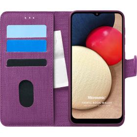 Microsonic Samsung Galaxy A02S Fabric Book Wallet Mor Kılıf