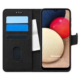 Microsonic Samsung Galaxy A02S Fabric Book Wallet Siyah Kılıf