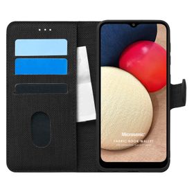 Microsonic Samsung Galaxy A02S Fabric Book Wallet Siyah Kılıf