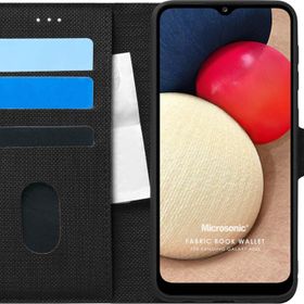 Microsonic Samsung Galaxy A02S Fabric Book Wallet Siyah Kılıf