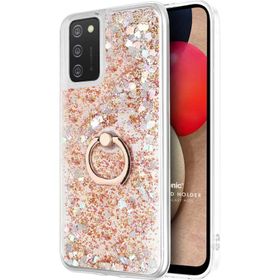 Microsonic Samsung Galaxy A02S Glitter Liquid Holder Gold Kılıf