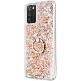 Microsonic Samsung Galaxy A02S Glitter Liquid Holder Gold Kılıf