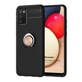 Microsonic Samsung Galaxy A02S Kickstand Ring Holder Siyah Kılıf