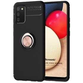 Microsonic Samsung Galaxy A02S Kickstand Ring Holder Siyah Kılıf