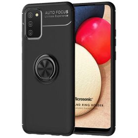 Microsonic Samsung Galaxy A02S Kickstand Ring Holder Siyah Kılıf