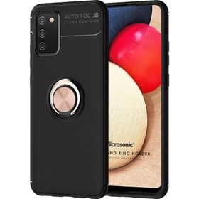 Microsonic Samsung Galaxy A02S Kickstand Ring Holder Siyah Kılıf