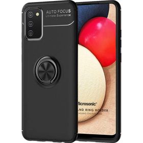 Microsonic Samsung Galaxy A02S Kickstand Ring Holder Siyah Kılıf