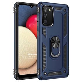 Microsonic Samsung Galaxy A02S Military Ring Holder Beyaz Kılıf