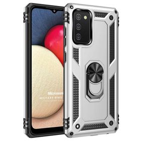 Microsonic Samsung Galaxy A02S Military Ring Holder Beyaz Kılıf