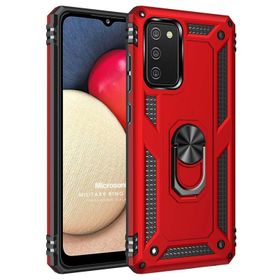 Microsonic Samsung Galaxy A02S Military Ring Holder Beyaz Kılıf