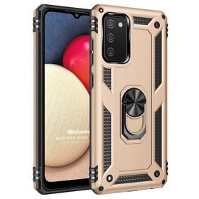 Microsonic Samsung Galaxy A02S Military Ring Holder Beyaz Kılıf