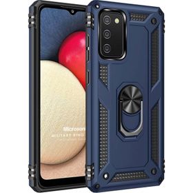 Microsonic Samsung Galaxy A02S Military Ring Holder Beyaz Kılıf