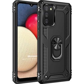 Microsonic Samsung Galaxy A02S Military Ring Holder Beyaz Kılıf