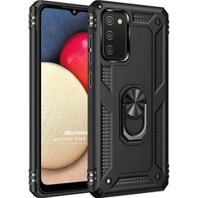 Microsonic Samsung Galaxy A02S Military Ring Holder Siyah Kılıf