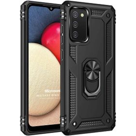 Microsonic Samsung Galaxy A02S Military Ring Holder Siyah Kılıf