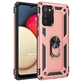 Microsonic Samsung Galaxy A02S Military Ring Rose Gold Cep Telefonu Kılıfı