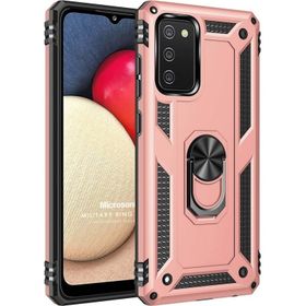 Microsonic Samsung Galaxy A02S Military Ring Rose Gold Cep Telefonu Kılıfı