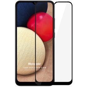 Microsonic Samsung Galaxy A02S Tam Kaplayan Temperli Siyah Cam Ekran Koruyucu